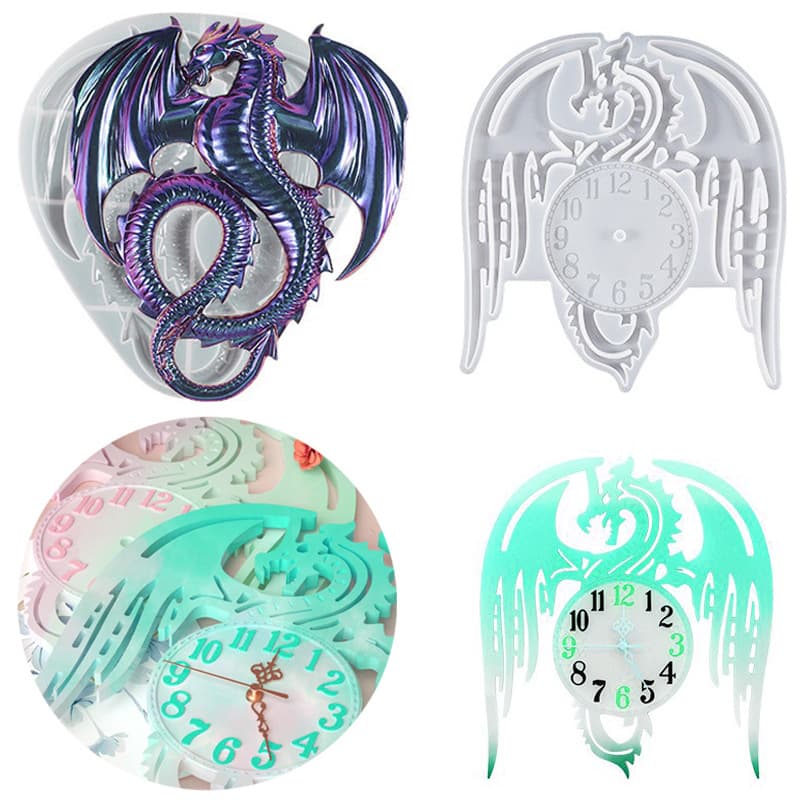 Flying Dragon Digital Clock Ornament Resin Silicone Mold Epoxy DIY Animal Turtle Gecko Pterosaur Pendant