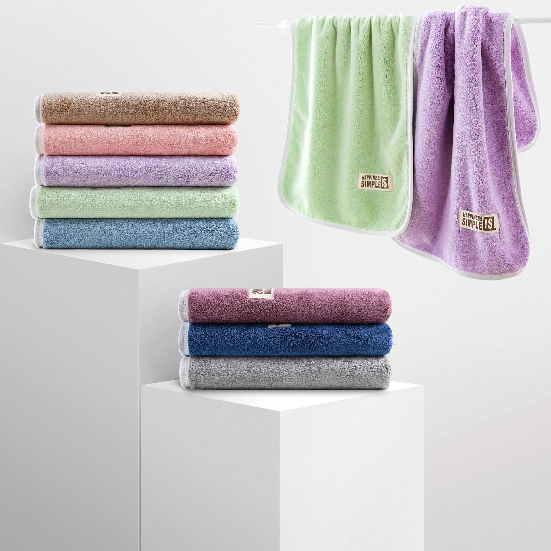 Snowflake fleece antibacterial towel, summer coral fleece bath towel, home use, adult use, hotel absorbent towel, quick-drying beach towel