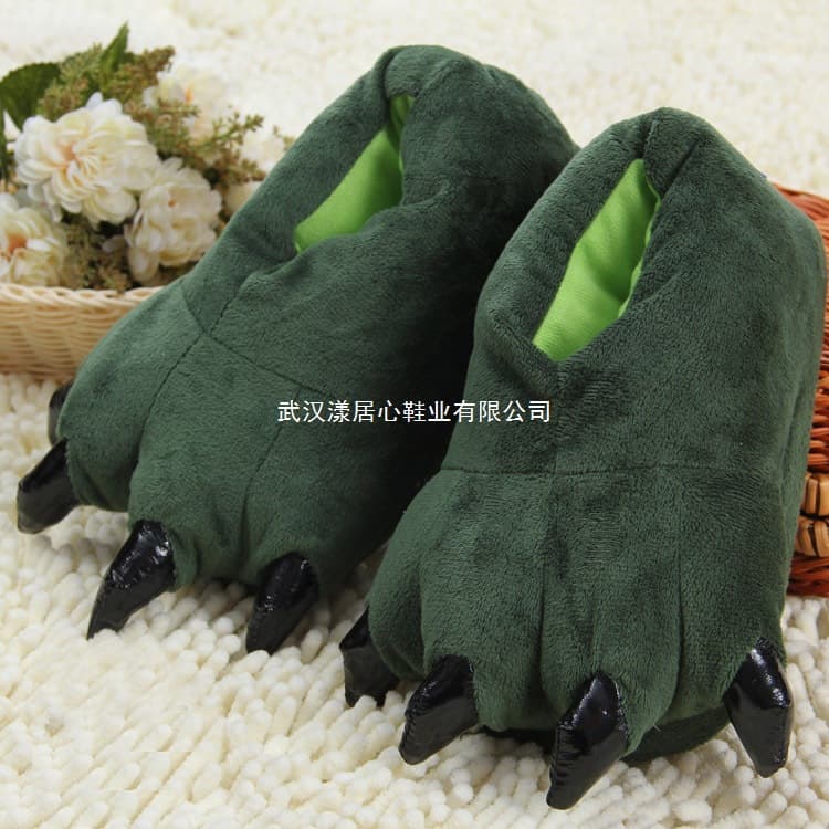 Animal claw shoes funny slippers winter Internet celebrity personality creative plush dinosaur claw cotton shoes cute couple bear paw shoes