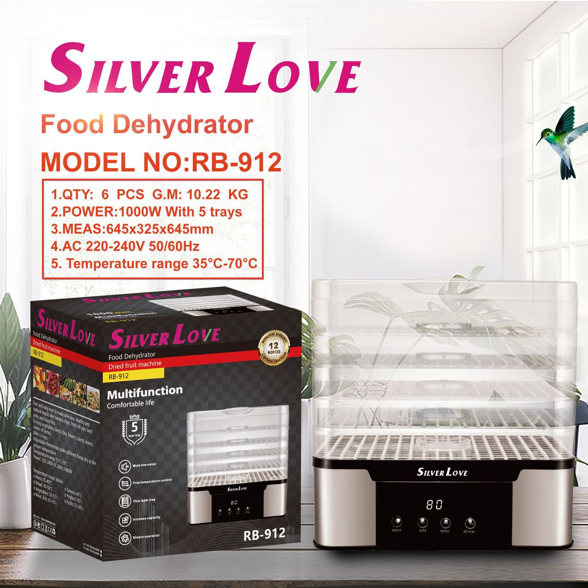 Export Food Dehydrator for Snacks, Fruits, Vegetables, and Meat - Small Home Freeze Dryer