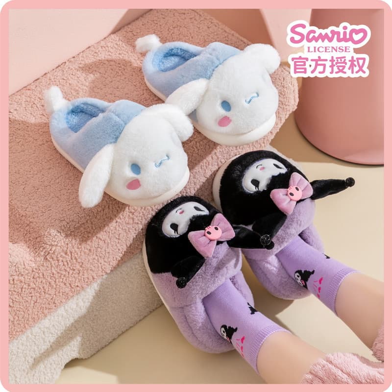 Sanrio Winter Children's Cotton Slippers - Cute Girls' Thick-Soled Warm Home Slippers