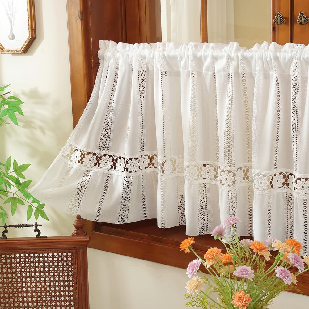 French jacquard hollow splicing lace INS bed and breakfast punch-free partition to block kitchen window door curtain short curtain medieval