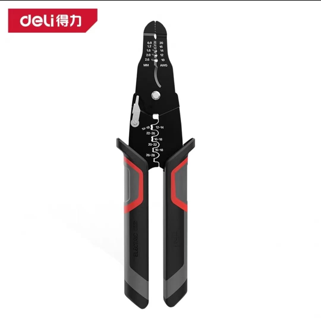 Deli Tools Fiber Optic Stripping Pliers, Cable Cutter, Multi-Function Electrician Wire Stripper