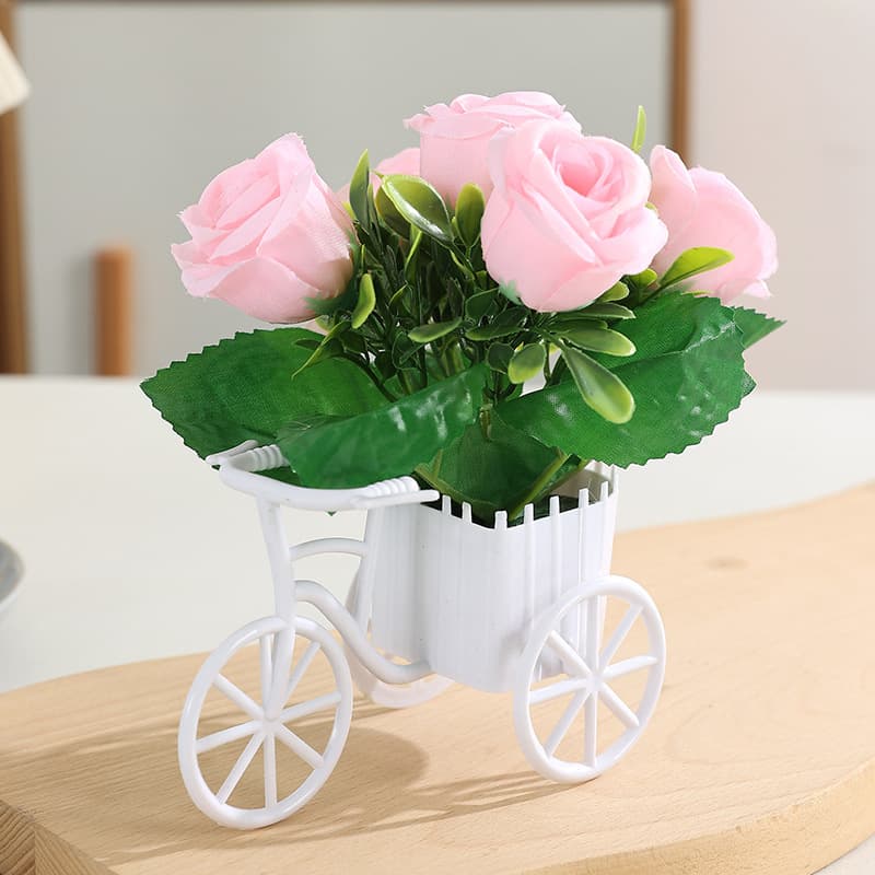 Creative Artificial Flower Cart Set Home Decor Ornament Plastic Floral Arrangement Decorative Fake Flowers Living Room Display Silk Flowers
