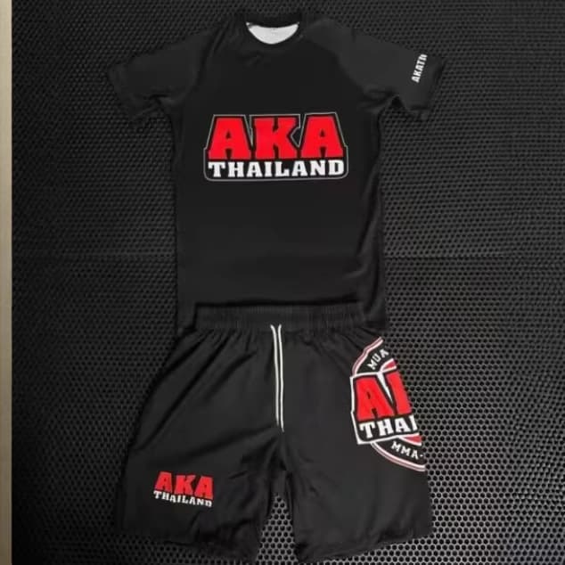 2026 New AKA Thailand Muay Thai MMA Fighting Set Men's 3D Print Short Sleeve Set