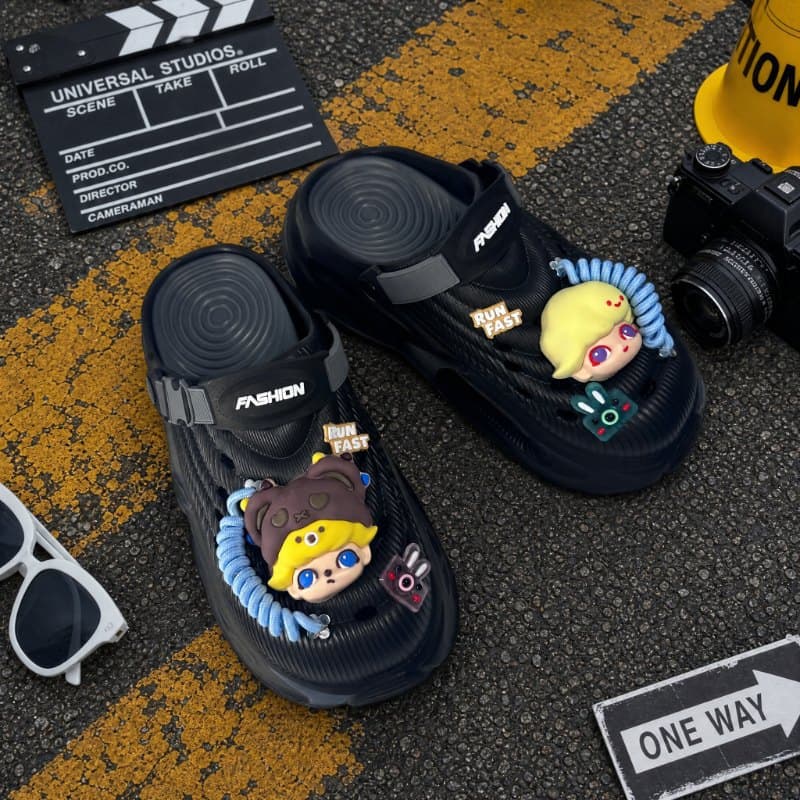 Fashionable Bubble Style Men's Outdoor Sandals, Men's Crocs Sandals, Men's Summer Outdoor Sports Two-Way Beach Shoes
