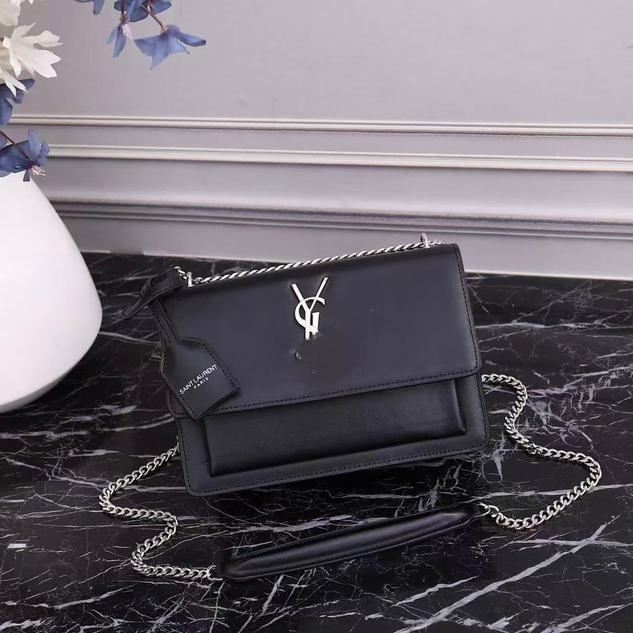 Yang Shulin's new high-end genuine leather plain chain small square bag single shoulder crossbody bag