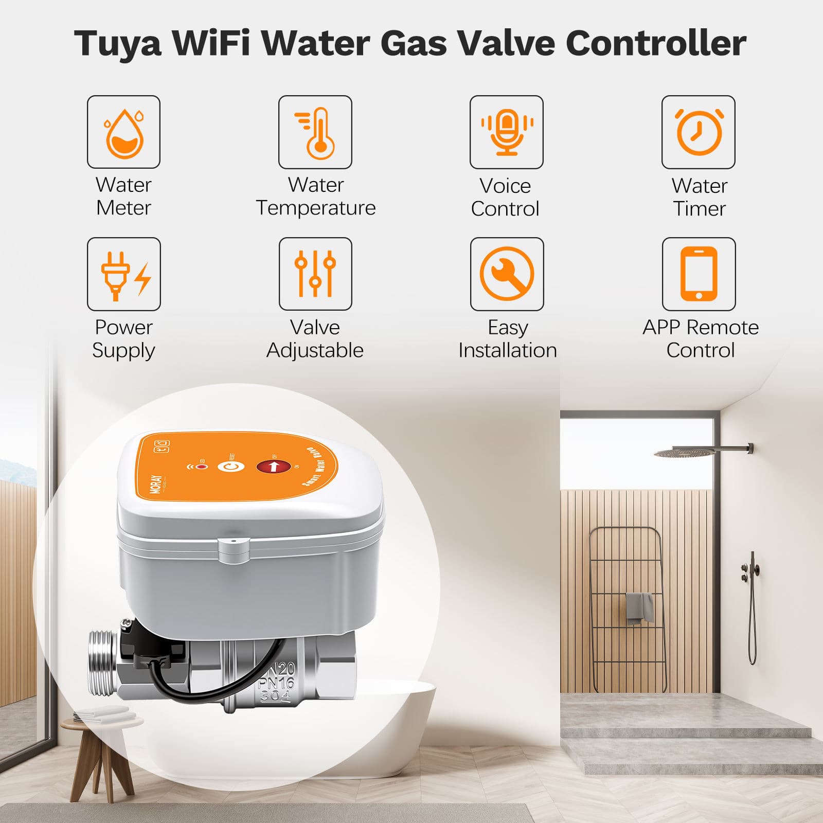 Directly Supplied from the Manufacturer, Tuya Smart WiFi Water Flow Temperature Control Valve, SS304 Material, Wireless App Remote Water Valve