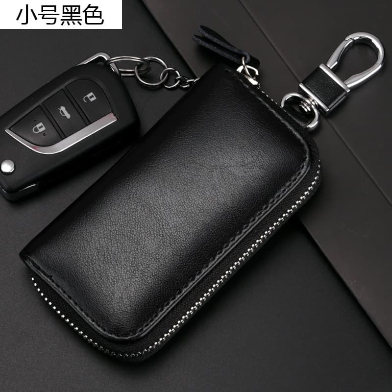 High-end Men's PU Leather Zipper Key Holder with Belt Clip, Multi-functional Car Key Case
