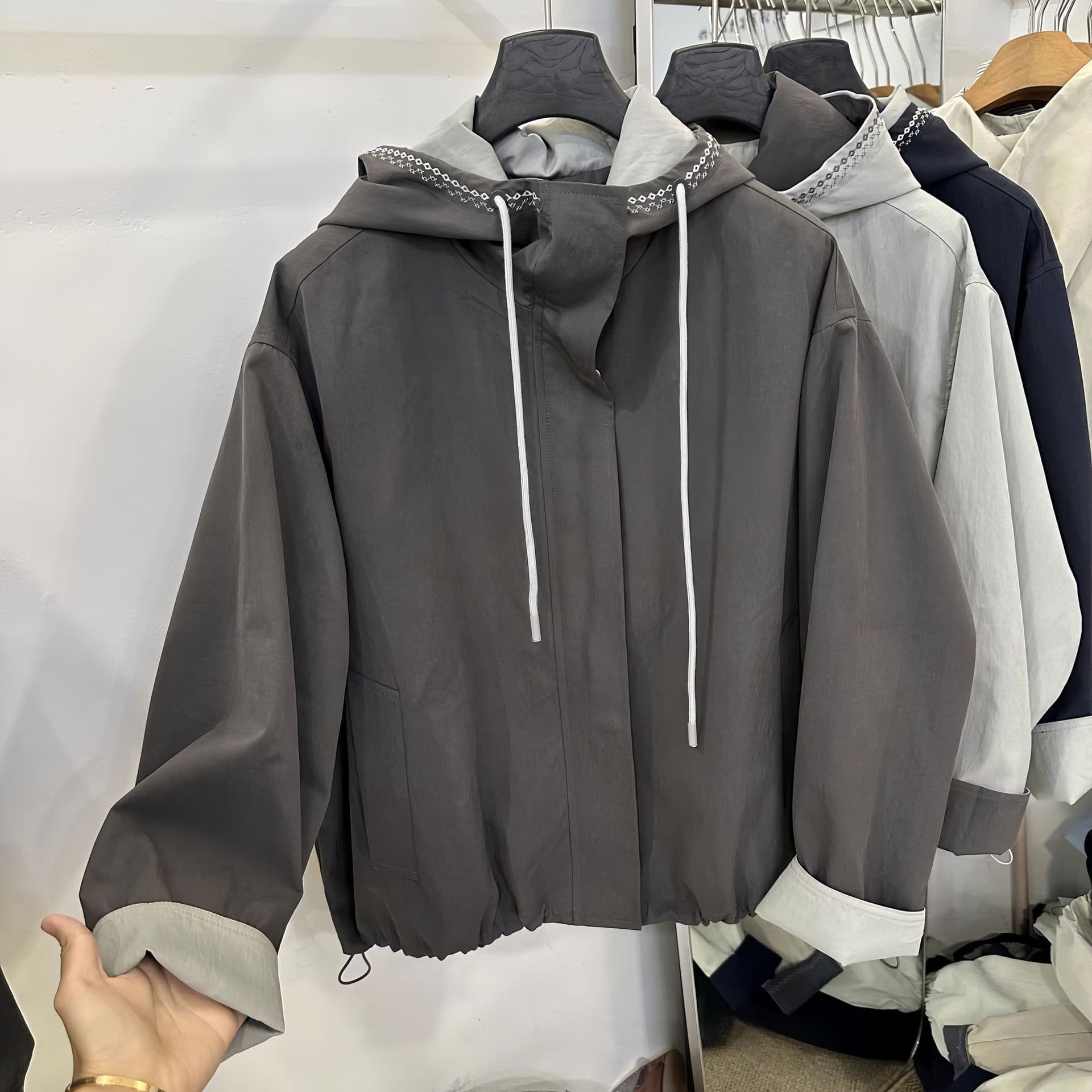 2025 Autumn New Korean Style Patch Color Block Short Jacket Women Casual Hooded Young Pretty Stylish Jacket Top