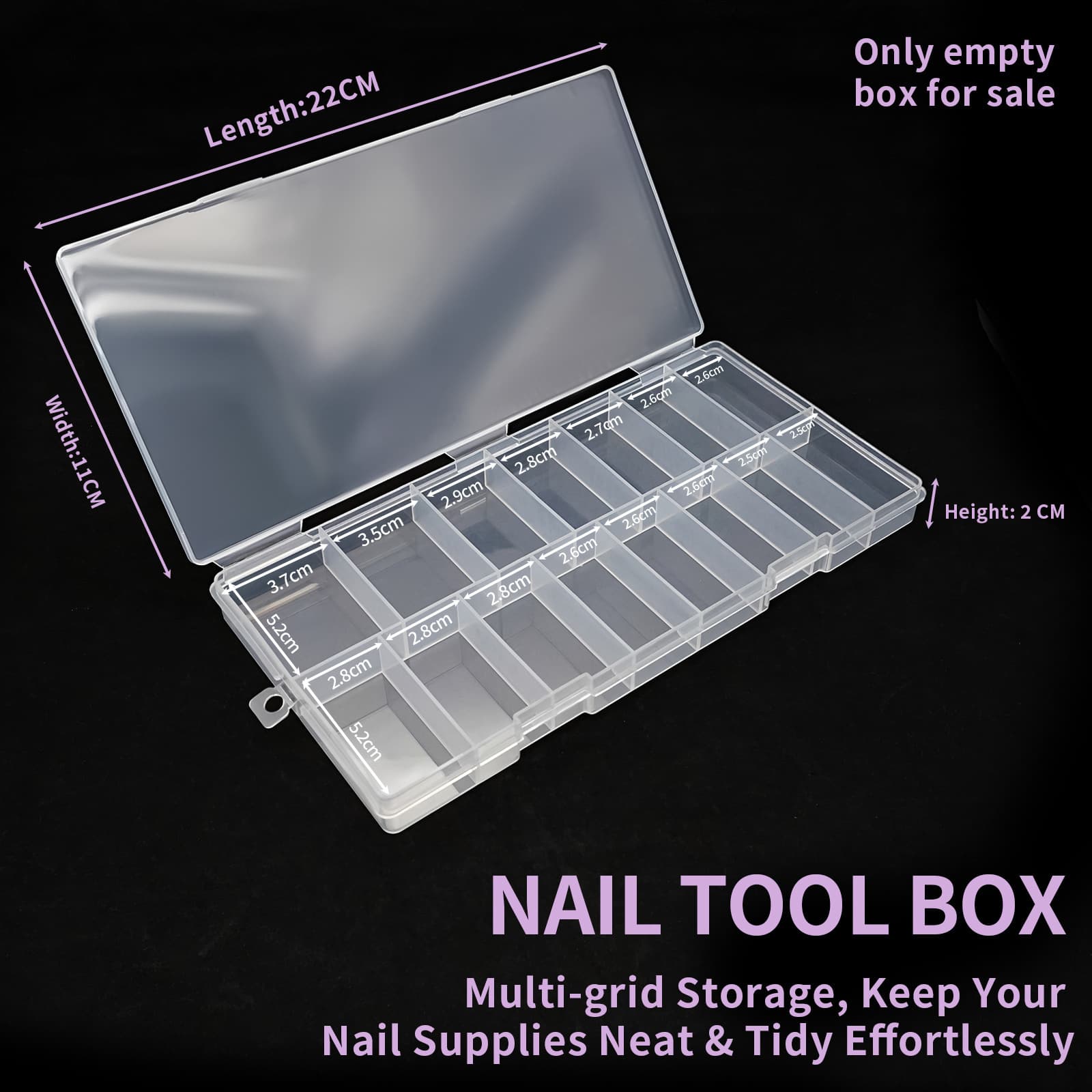 Wearable Nail Storage Box, Plastic Flip Lid Dustproof Display Case, Nail Art Packaging Box, Empty Nail Tip Box