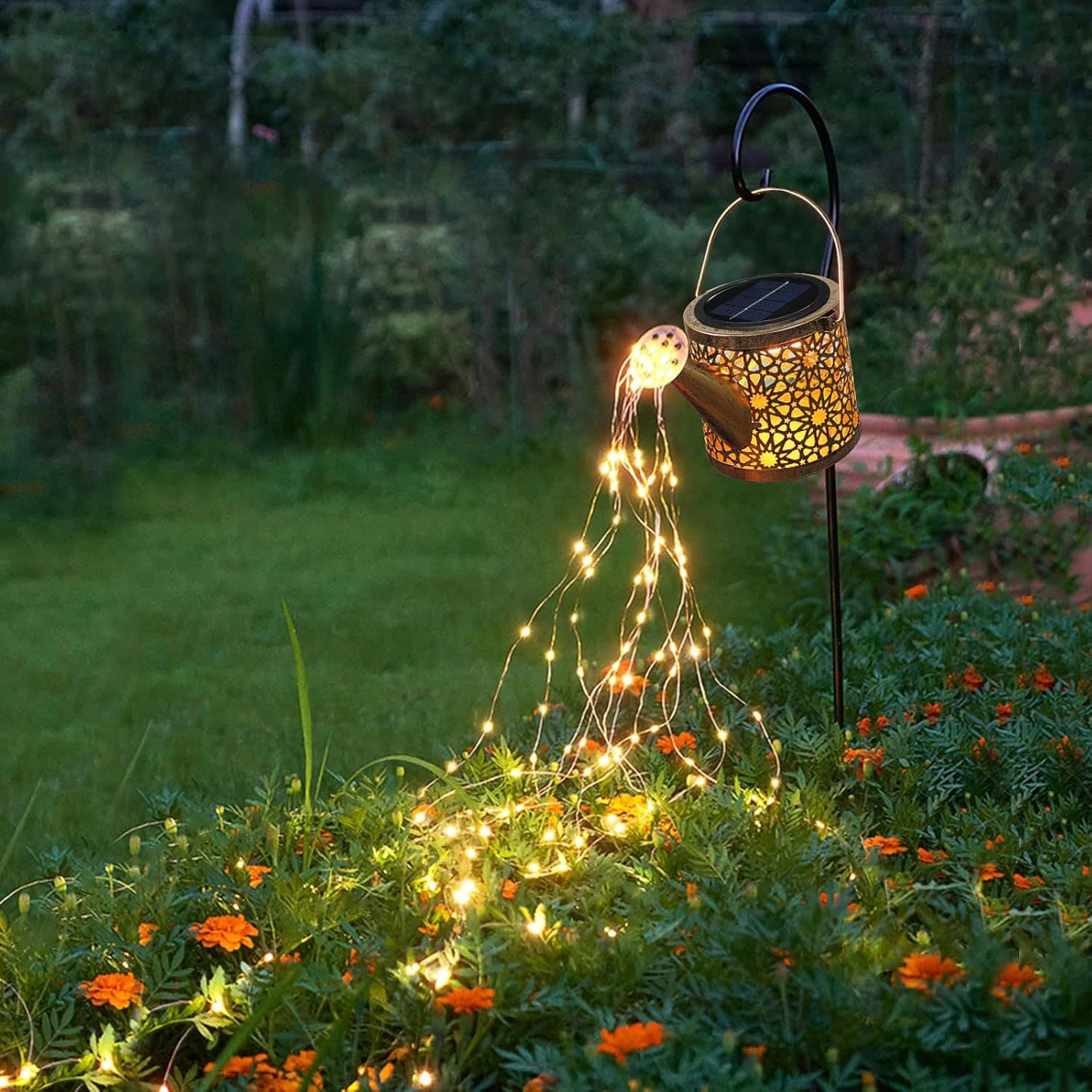 Cross-Border New Solar Kettle Lamp, Garden Lamp, Outdoor Landscape Lamp, Iron Art Hollow Lawn Lamp, Ground Plug Lamp