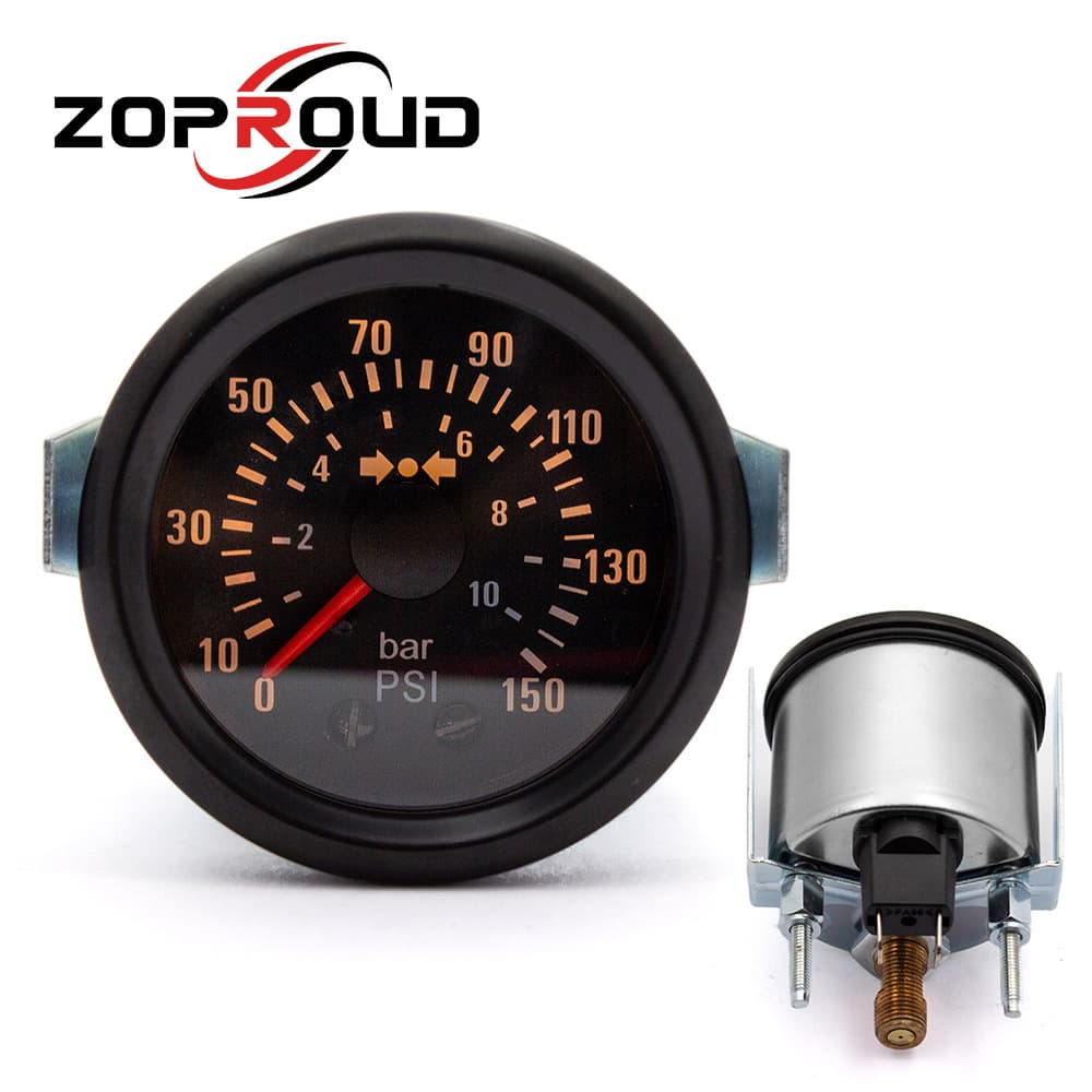 2-inch/52MM Mechanical Air Pressure Gauge Direct Sensing 0~10bar Dual Scale Display Engineering Vehicle Instrument