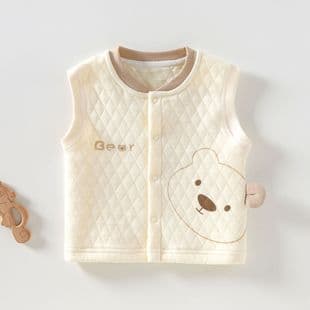Infant Autumn Thermal Vest Solid Color Cardigan New Style No Rest Front Opening Top Small Month Baby Clothes