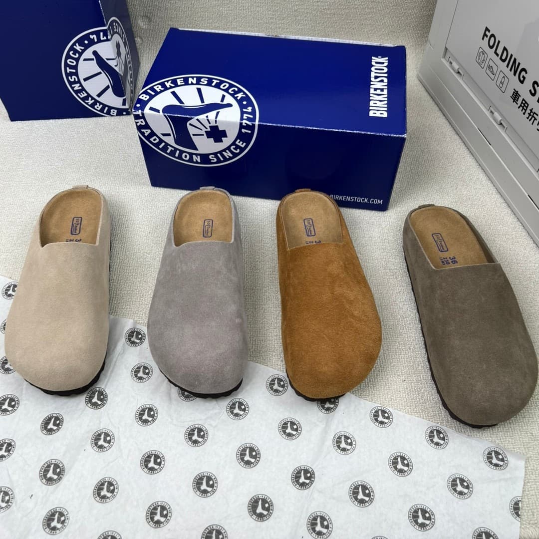 Muller shoes genuine leather cowhide potato shoes Birkenstock slip-on Baotou men's and women's casual half-drag couple's shoes Birkenstock large size