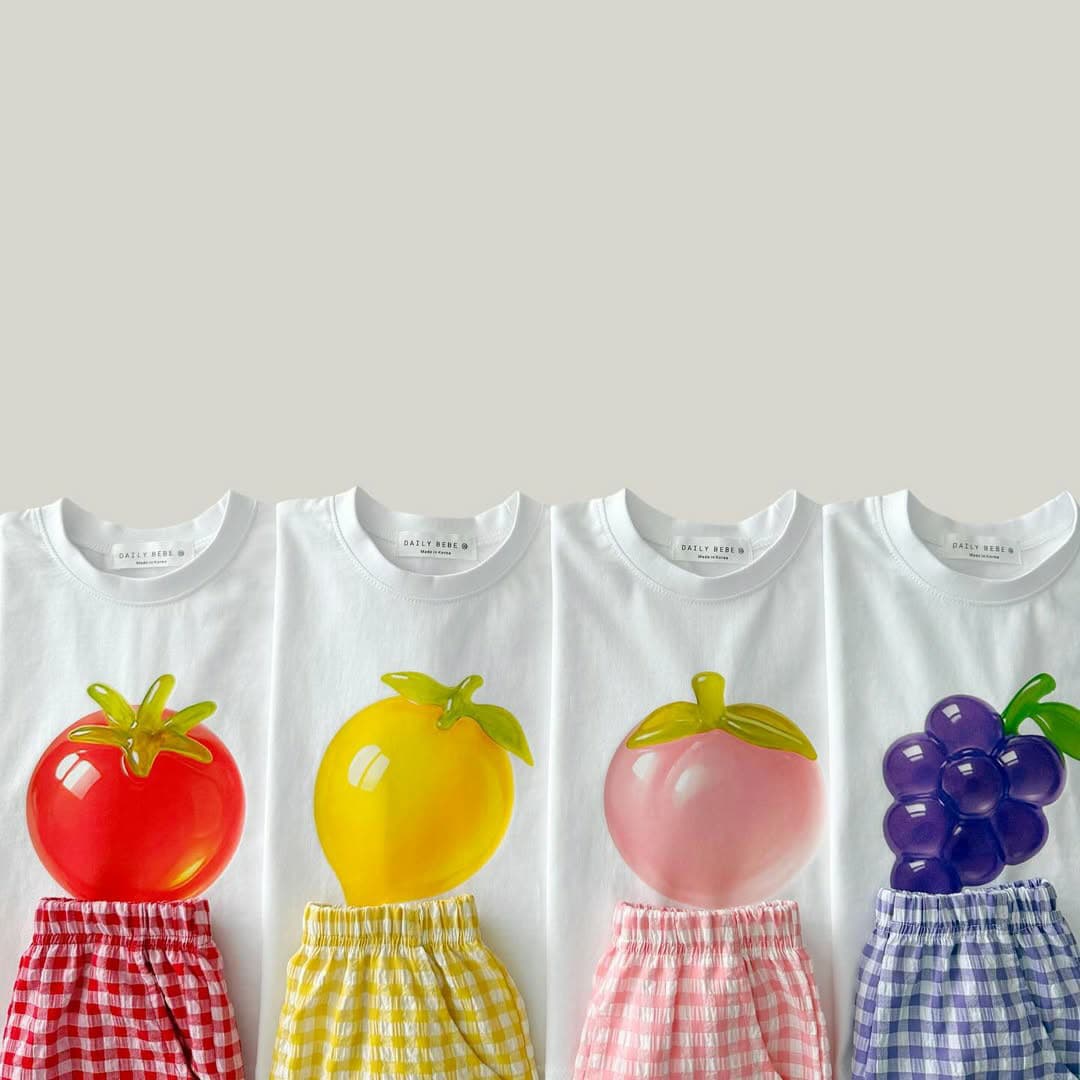 26 years Korean version of brother and sister clothing children's fruit suit summer short-sleeved boys and girls summer pure cotton plaid suit