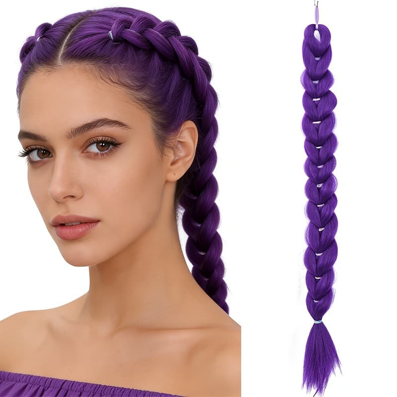 Witch Hunter Group Rumi Style Braid Ponytail Anime Cosplay Wig Purple Large Braid Ponytail