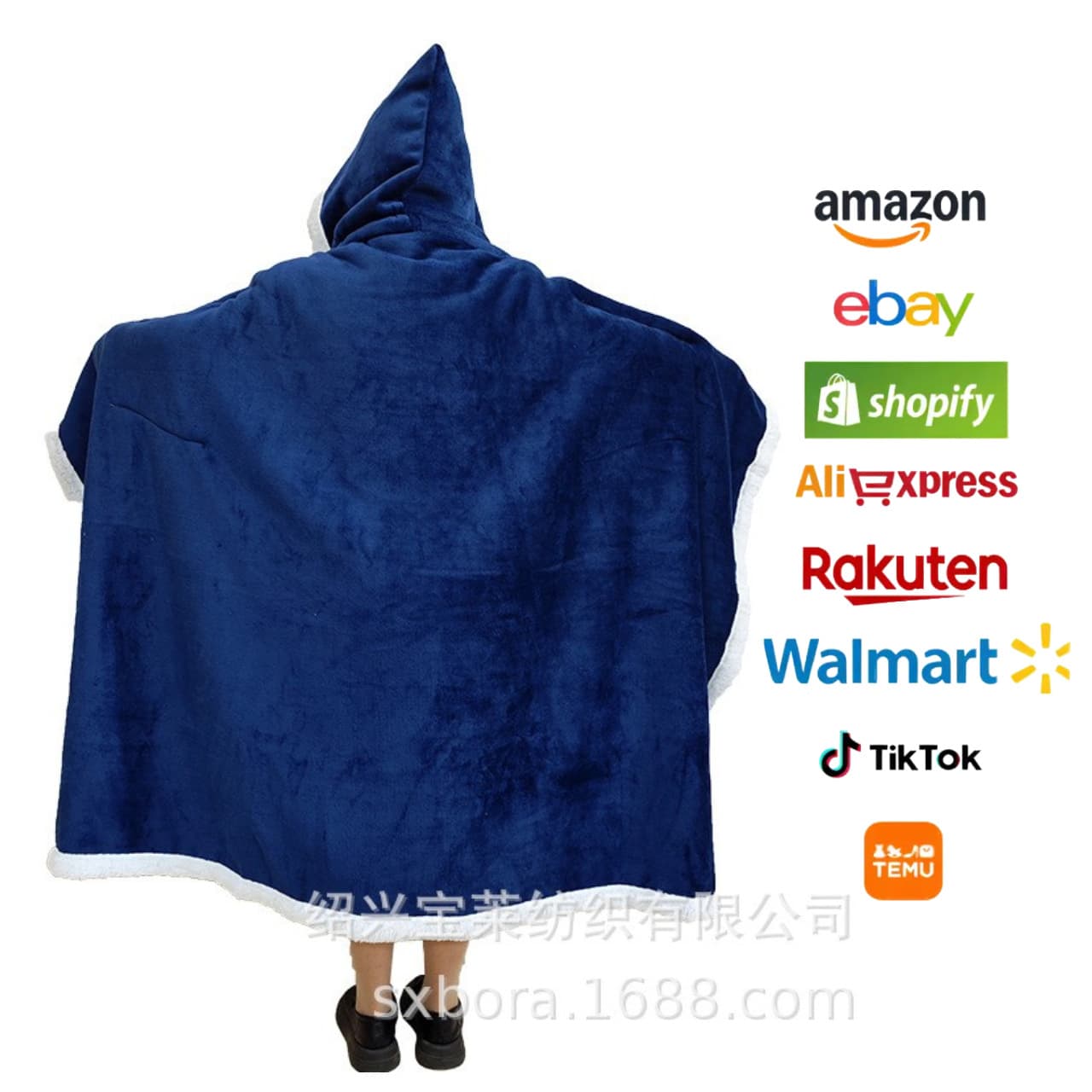 Amazon Hooded Sherpa Blanket Cape Hooded Pocket Cloak Wearable Poncho Loungewear Sofa Blanket