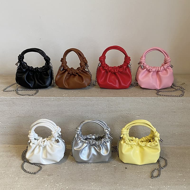 Cross-Border Children's Bag New Style Flower Bud Cloud Handbag Fashionable Girl Pleated Chain Crossbody Bag Lipstick Coin Purse
