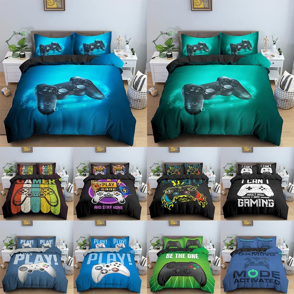 Gaming Console Bedding Set for Kids Boys Duvet Cover Set Game Controller 3-Piece Set Minimum Order 1