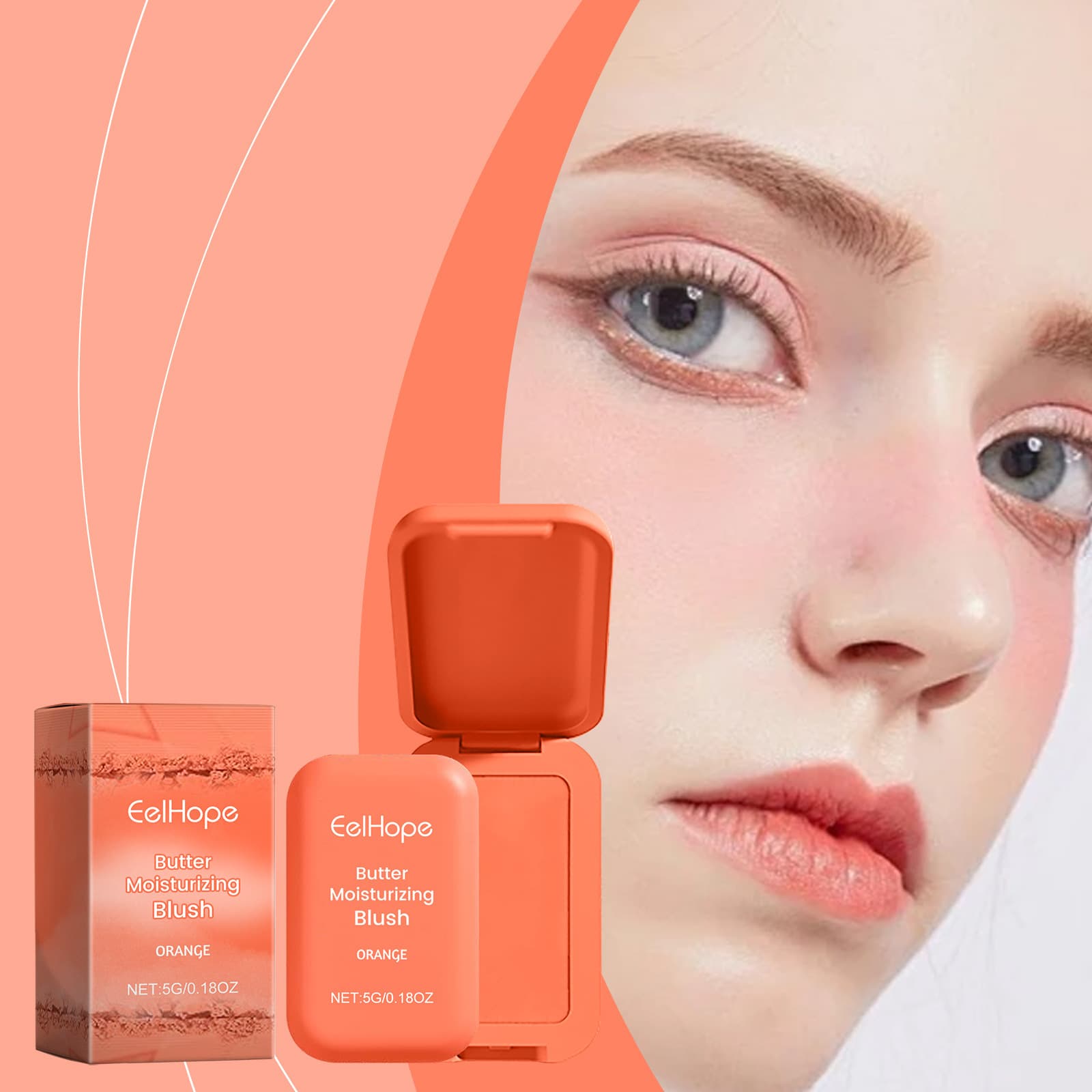 EELHOPE Buttery Smooth Blush (Orange) No makeup is even and decorated with natural color and matte blush
