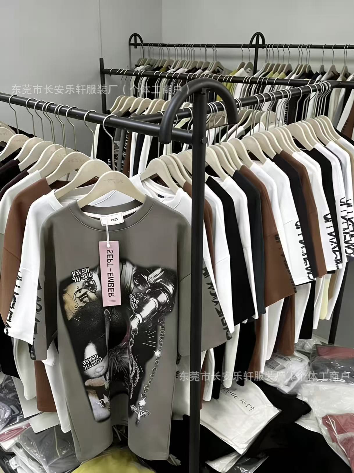 1688 Cross-border High-End Heavyweight Pure Cotton American Trend Printed Short Sleeve T-Shirt Men's Hot Selling Wholesale