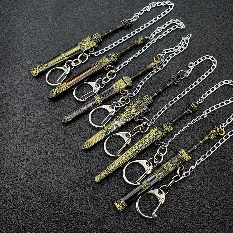 Fengshen Weapons: Ji Fa, King Zhou, Ghost Marquis, Yin Shou, Di Yi Sword Miniature 9CM Alloy Keychain Accessories