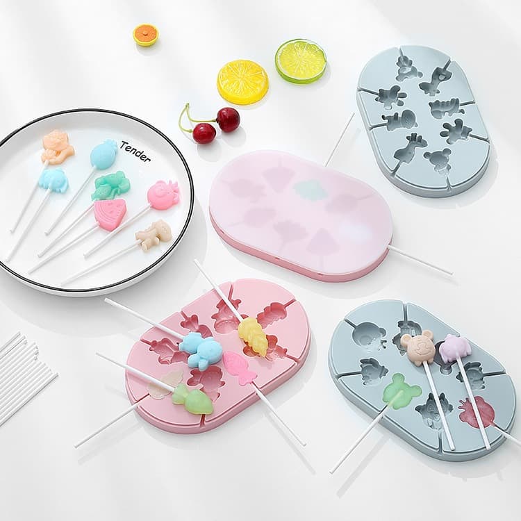 In Stock DIY Lollipop Molds for Homemade Use, Small Silicone Cheese Stick Molds with Lids, Various Cartoon Designs