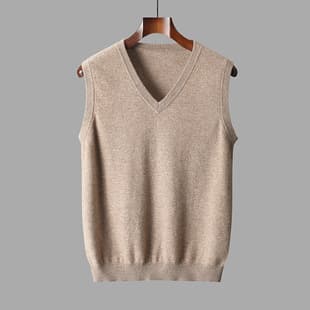 Merino Wool Thermal Base Layer Vest for Men, V-Neck, Sleeveless, Pullover Sweater, Business Casual Wool Sweater
