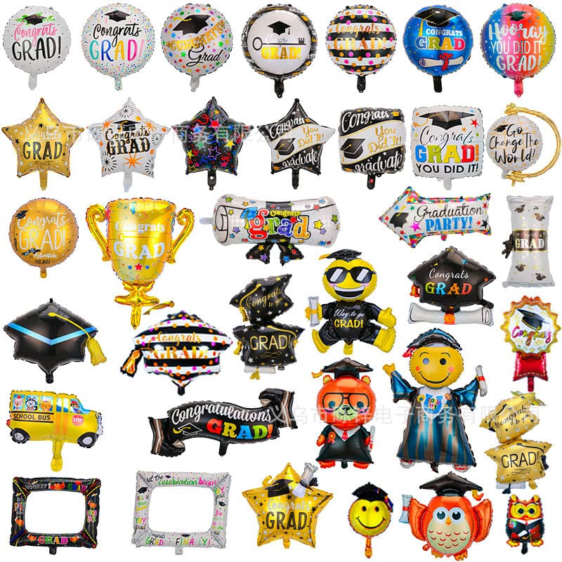 Cross-border Balloon Graduation Season Cartoon Girl Pink Graduation Cap Aluminum Film Balloon Celebration Party Set Decoration