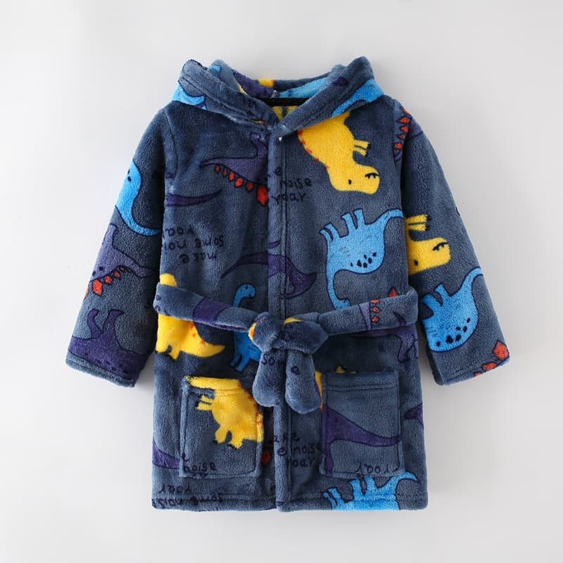 Cross-border Kids Bathrobe Boys Girls Spring Autumn Winter Sleepwear Cartoon Flannel Hooded Children's Homewear