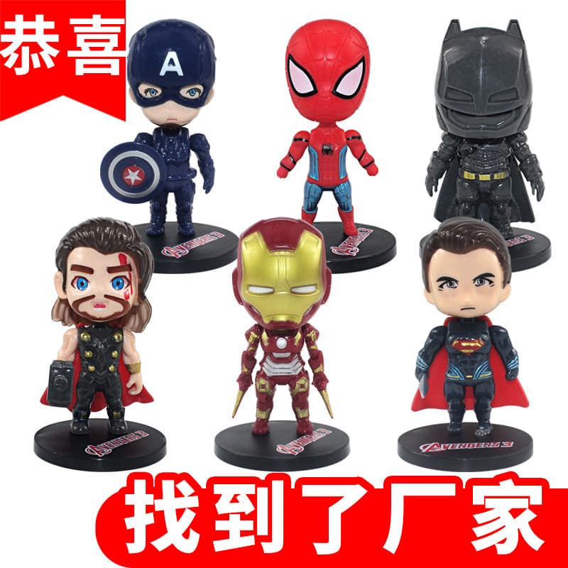 Q Version Avengers 6 Pack Iron Man Spider-Man Captain Toy Doll Cake Decoration Baking Supplies Ornaments