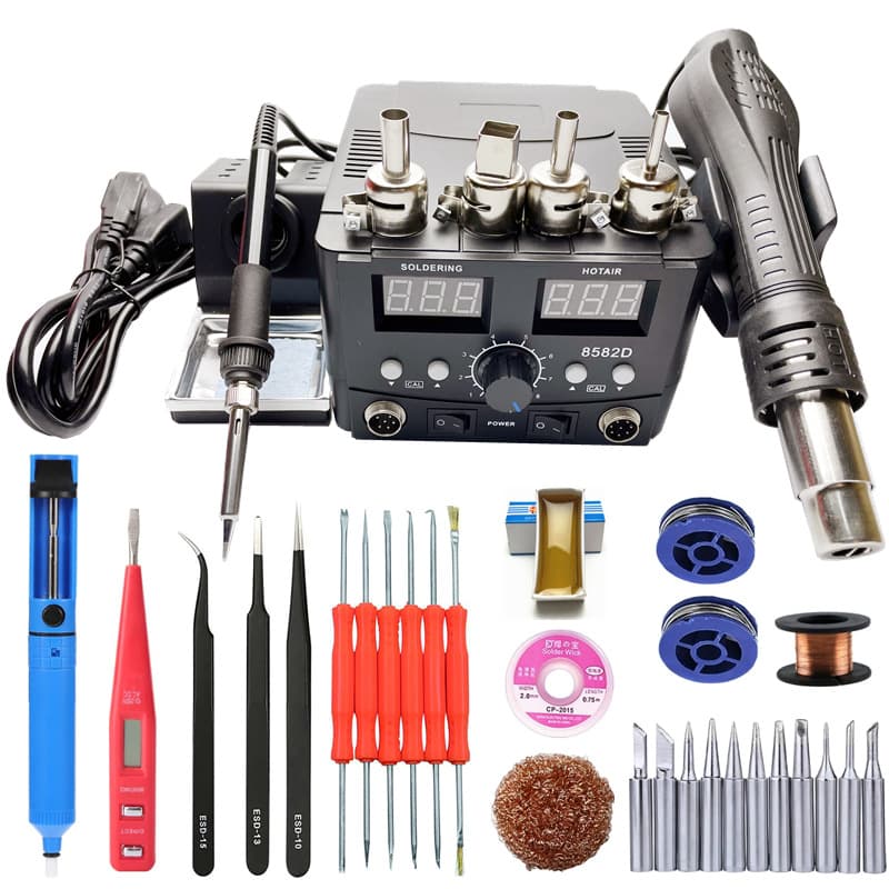 Cross-border 2-in-1 Hot Air Gun Station 936 Soldering Iron 8588 Hot Air Gun 8582D Digital Auto Sleep Desoldering Rework Station