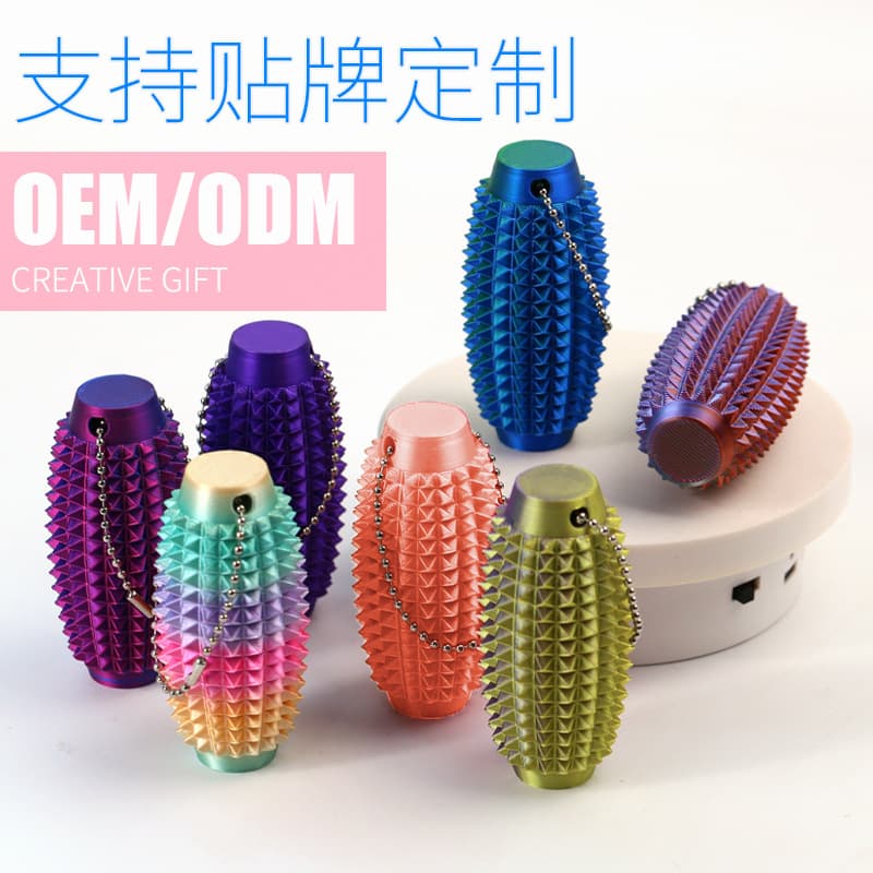 Cross-Border Bestseller Spiky Grippie Stim Keychain Portable Stress Relief Grenade Massage Stick Custom