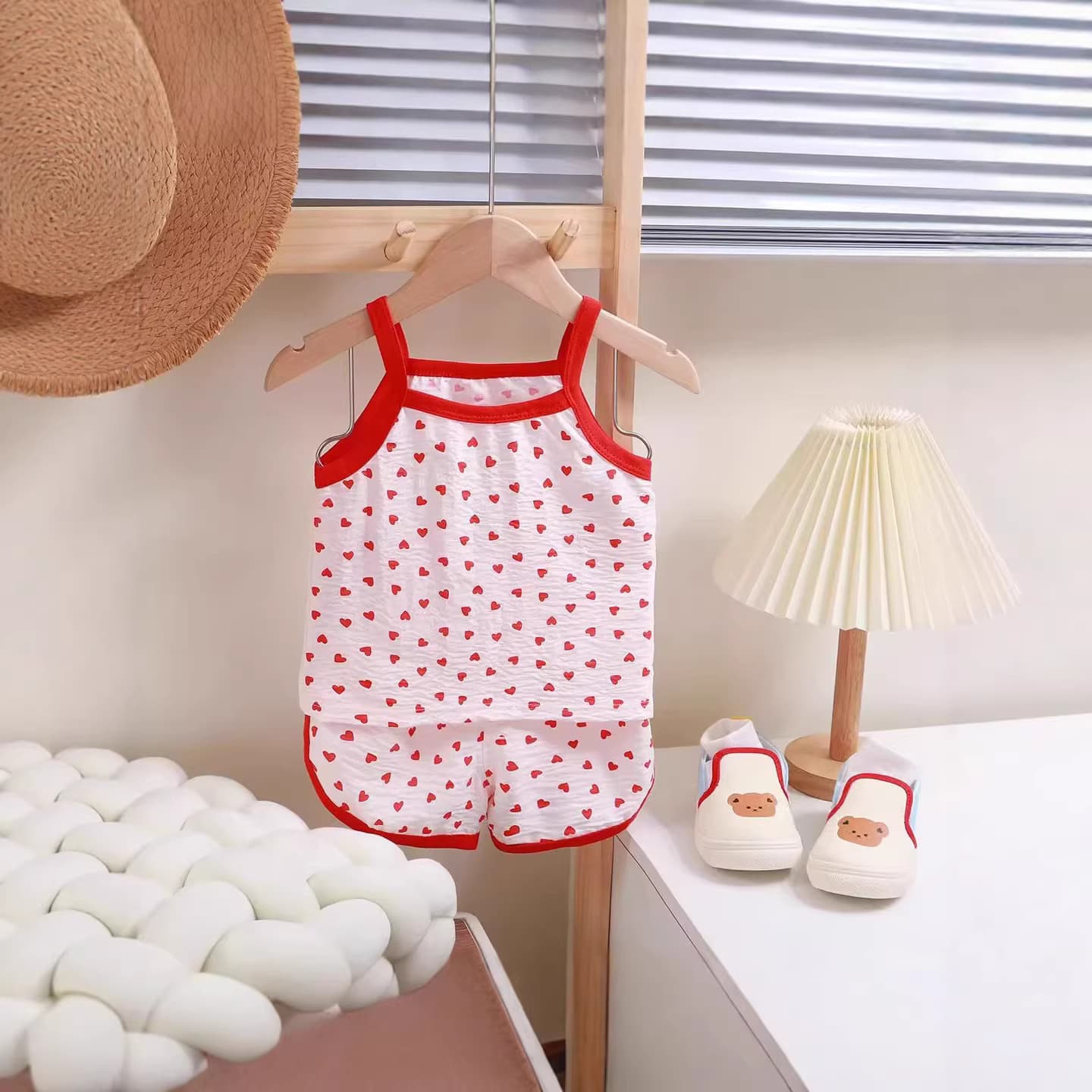 2026 Summer New Arrival Children's Cami Set Girls Cloud Cotton Cami Vest Baby Lightweight Loungewear Pajamas