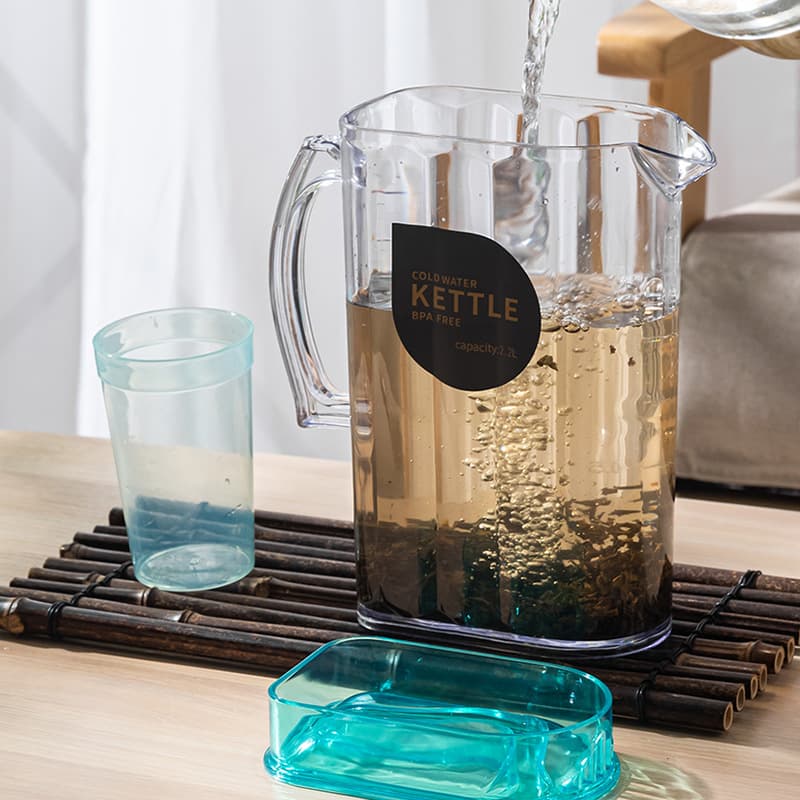 Cold Water Pitcher Transparent High Temperature Resistant Large Capacity Fruit Tea Pitcher with Lid Office Plastic Pitcher Set Wholesale