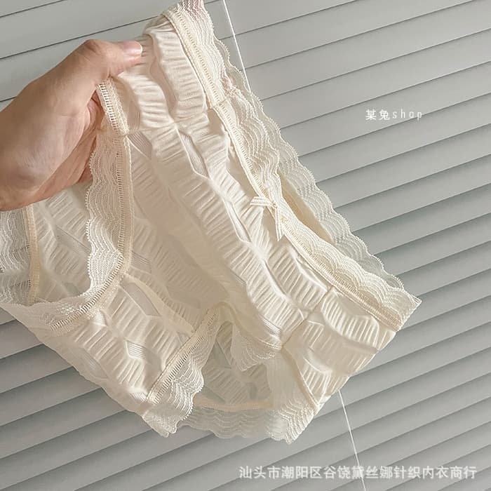 Sea Salt Seersucker Soft Comfortable Hollow Out Transparent Sexy Horizontal Stripes Girl INS Style Women's Boxer Briefs Lace