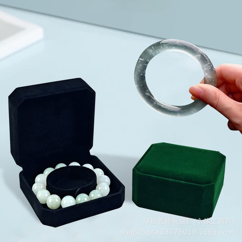 Velvet Jewelry Box for Jade Bracelets, Plain Gold Bangles, Bracelet and Chain Gift Packaging Box