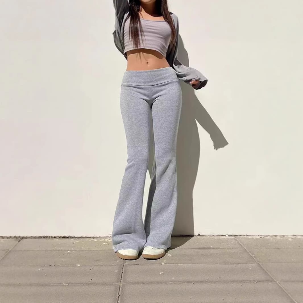 Cross-border European and American Casual Sweatpants 2025 Amazon AliExpress New Low-Waist Flared Slim Fit Base Layer Sweatpants Long Pants