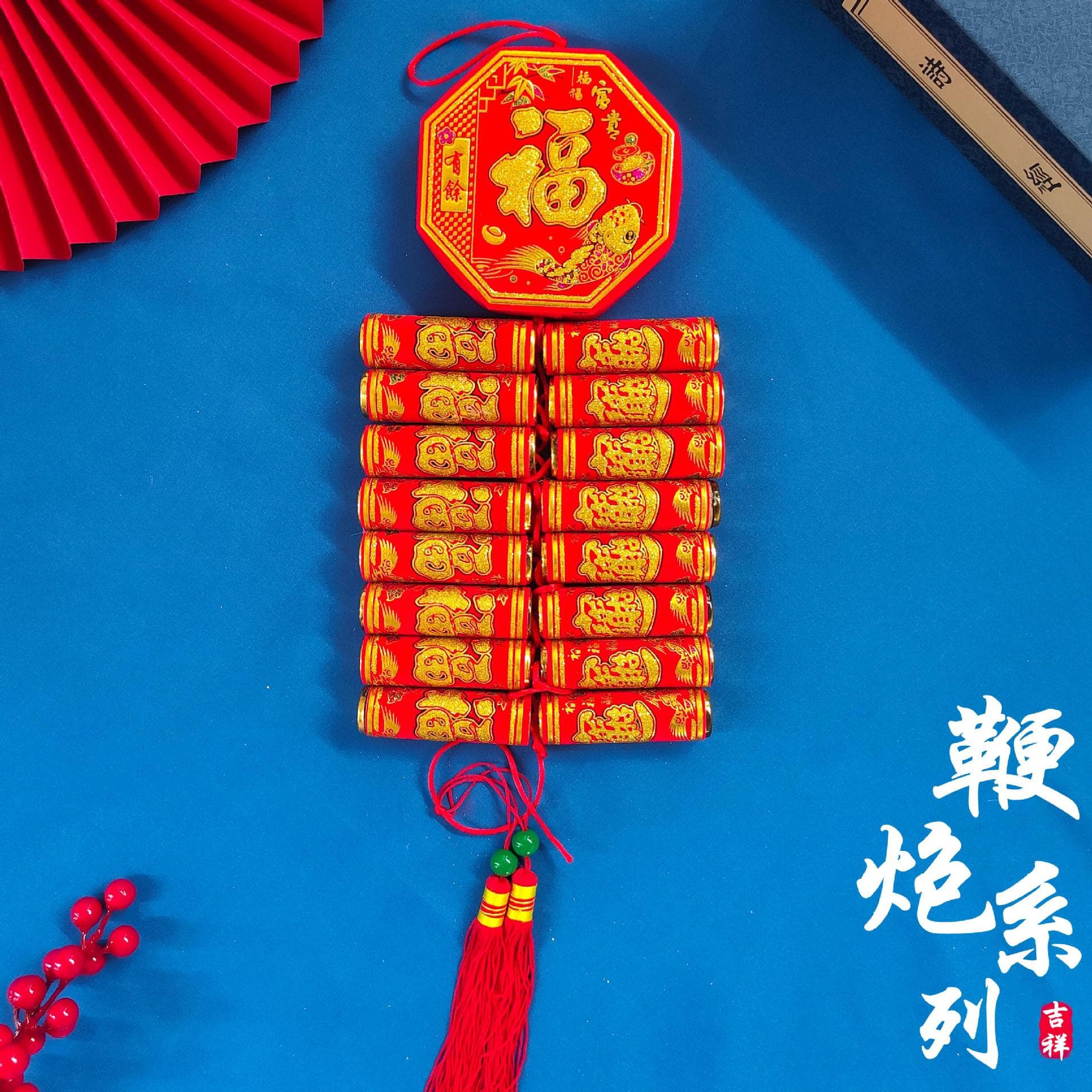 New Year's simulated "Fu" character firecrackers, Spring Festival firecrackers, decorative hangings, fake firecrackers, festive housewarming living room hangings wholesale
