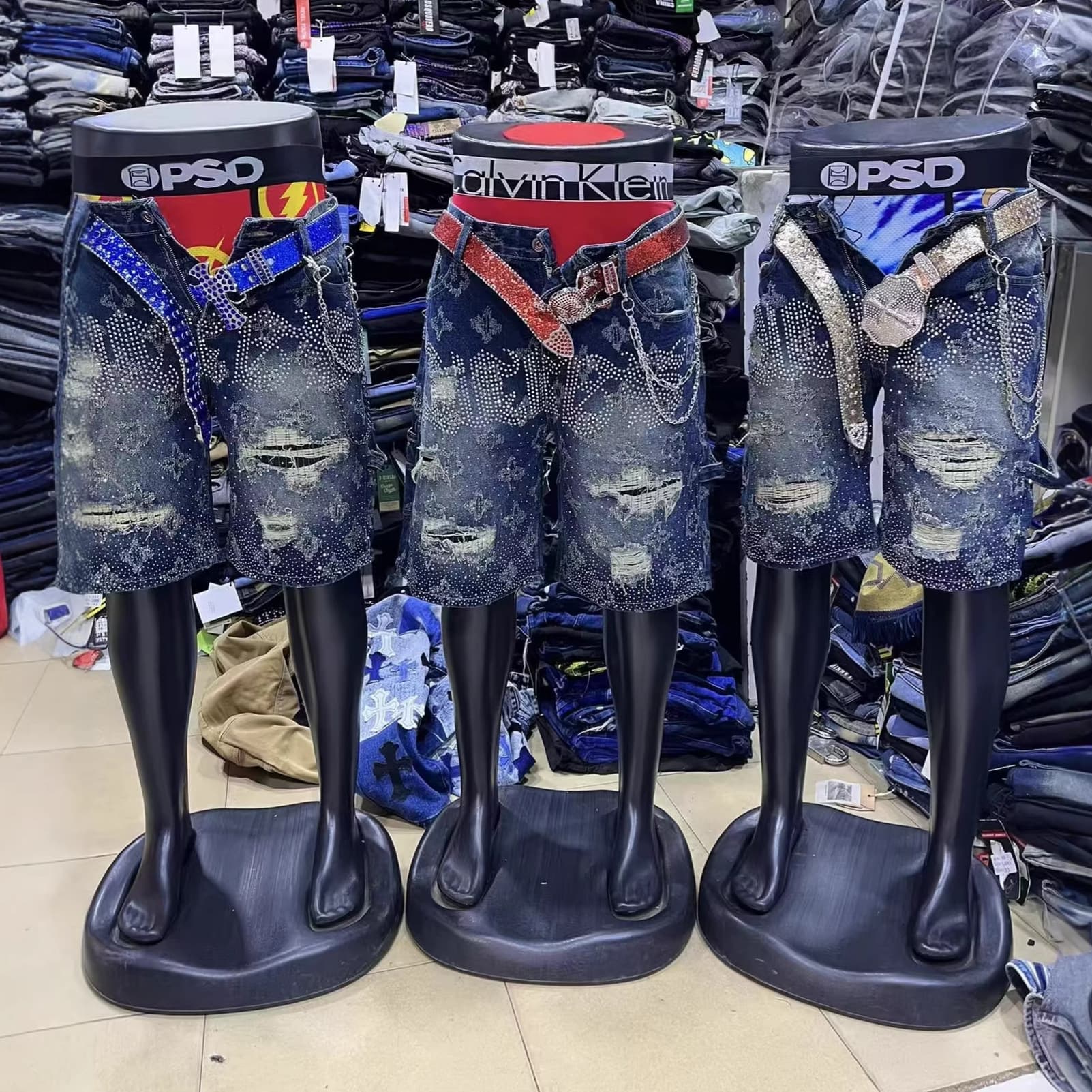 Men's Denim Shorts Available New Men's Five-Point Denim Shorts Wholesale