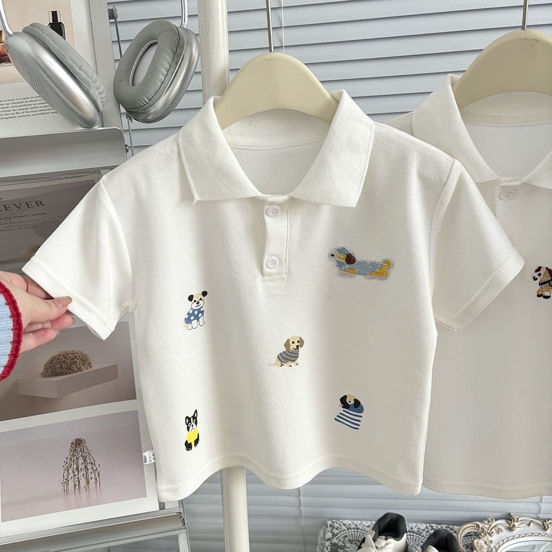Children's Polo Shirt Short Sleeve Summer Boys T-Shirt Mid-Large Kids Thin Half Sleeve Handsome Casual Embroidered Top