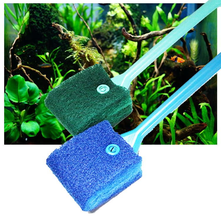 Long Handle Double-Sided Aquarium Cleaning Brush Turtle Tank Cleaner Fish Tank Cleaning Tool 40cm Extendable Handle Aquarium Supplies