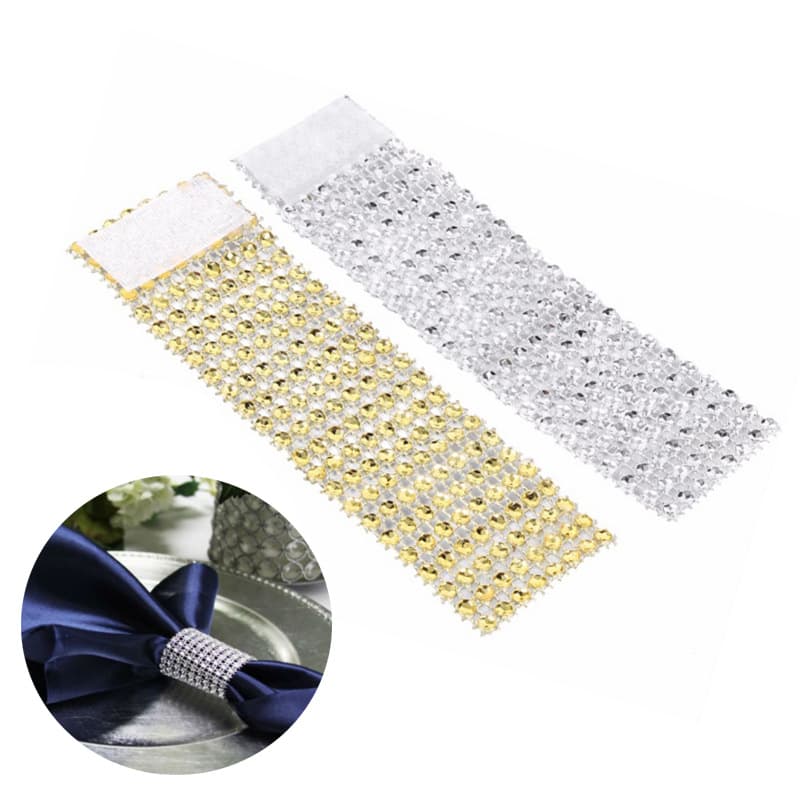 European-style hollowed-out 8-row rhinestone napkin ring, plastic napkin paper ring, imitation rhinestone wedding and festival hotel catering supplies.