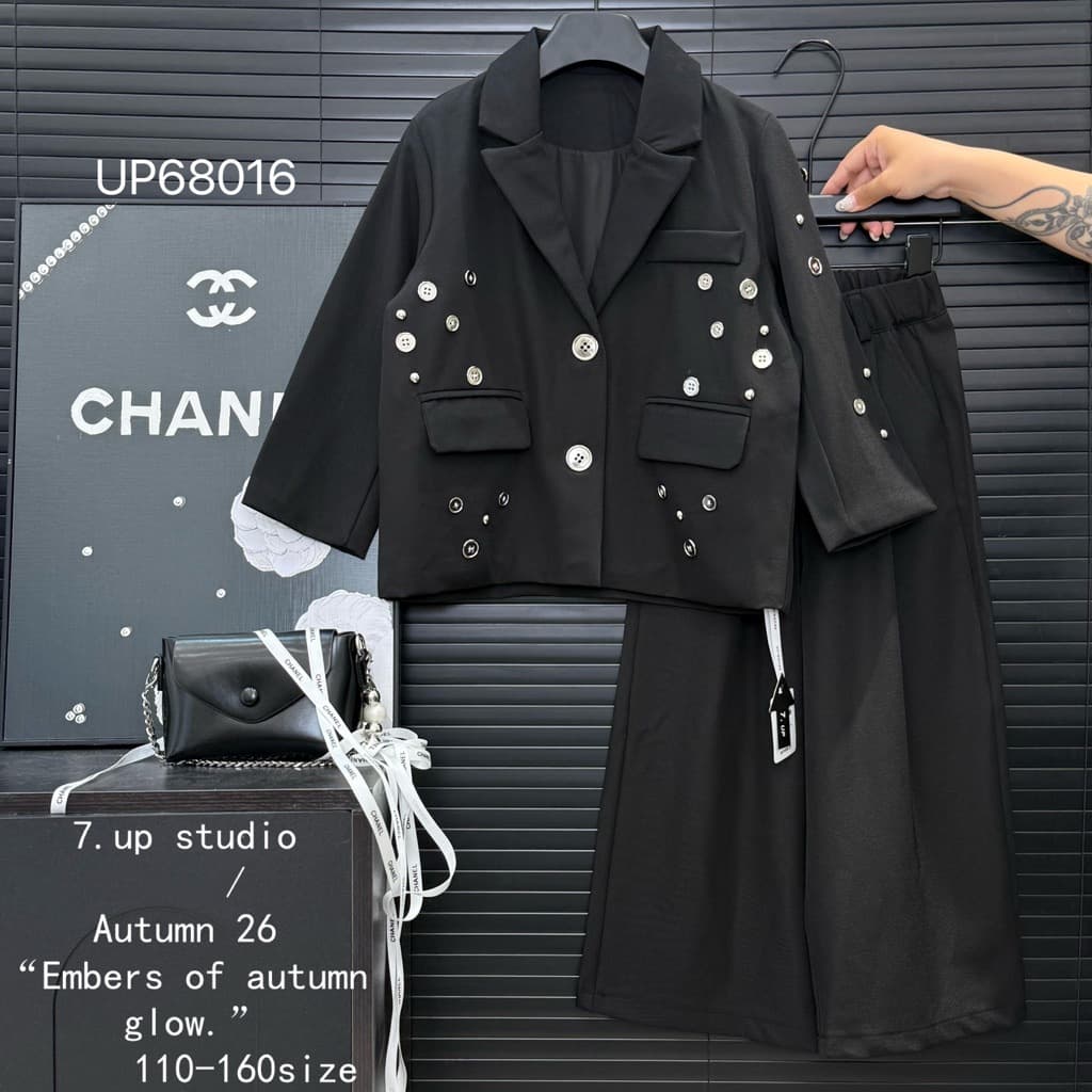 Girls Autumn Suit Set European-American Style Button Blazer Wide-Leg Pants 2-Piece Set for Big Kids, Zhili Kids Clothing 110-160