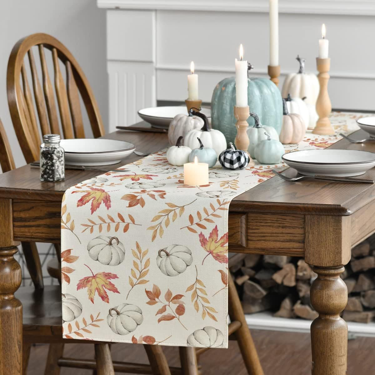 Cross-Border Autumn Thanksgiving Party American Table Runner Pumpkin Maple Leaf Table Runner Cloth Coffee Table Living Room Restaurant Decoration Table Runner