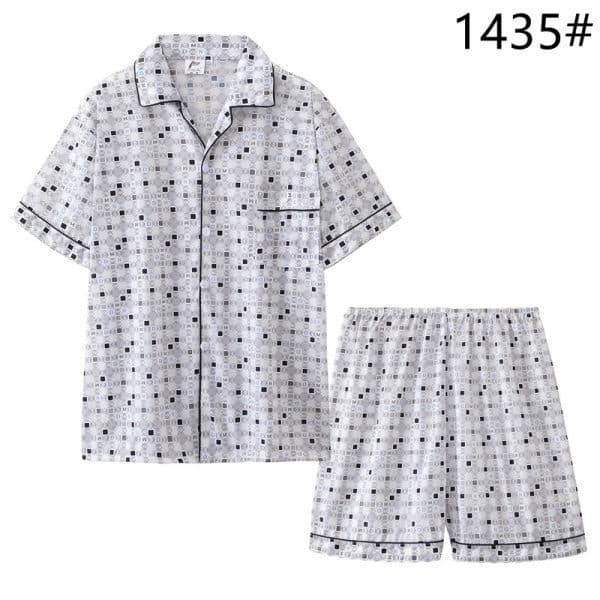 2024 Summer New Men's Pajama Set Short Sleeve Shorts Blue Middle-Aged and Elderly Plus Size Father's Homewear Set