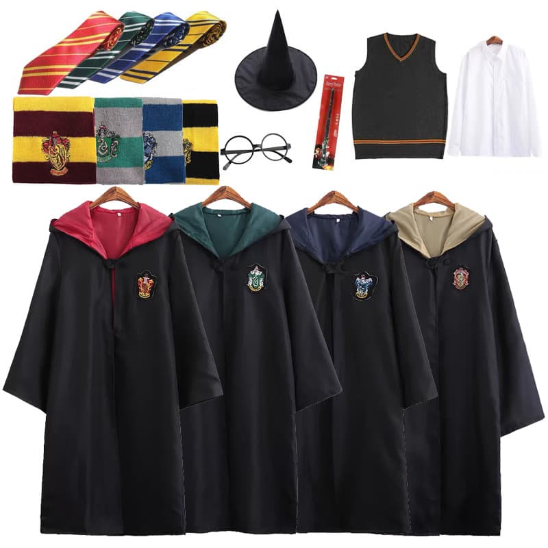 Harry Potter Wizard Robe Hogwarts School Uniform Cosplay Costume Set