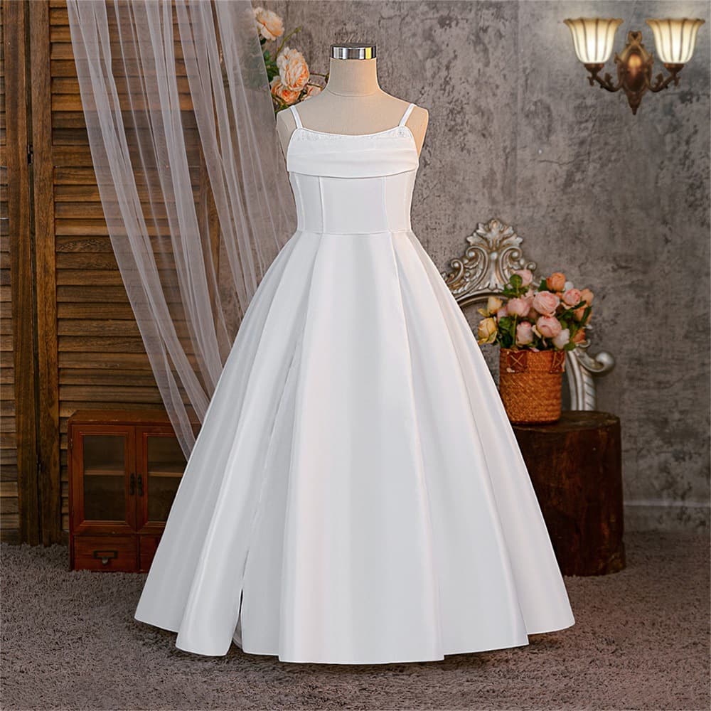 New Girls Princess Dress, Midi and Large Kids Strapless Birthday Party Gown, Children's Piano Performance and Catwalk Wedding Dress