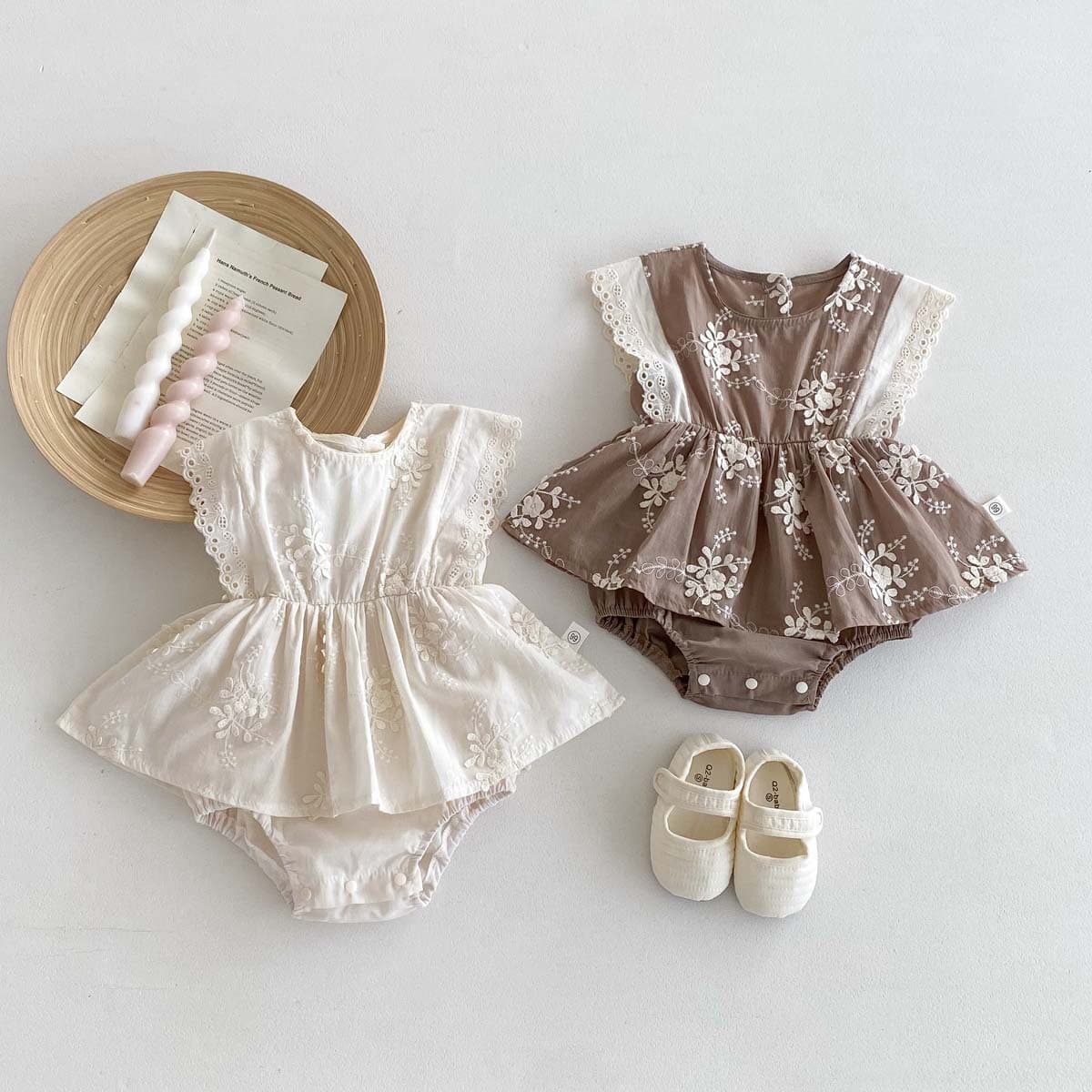 Ins Korean Baby Sleeveless Bodysuit Girls Embroidered Romper Summer Thin Outing Outfit